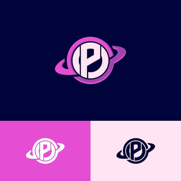 Vecteur le modèle de logo de la lettre p planets