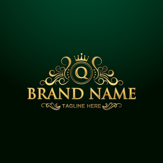 modèle de logo de lettre Q de luxe en couleur or. Vecteur de modèle de logo premium royal