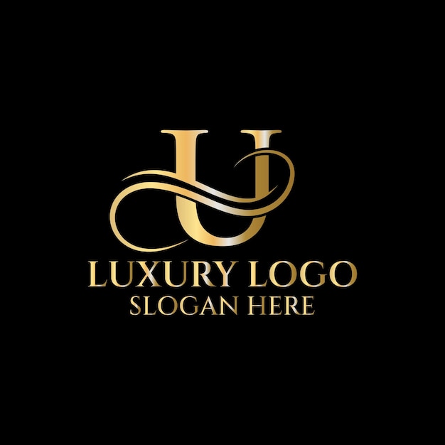 Modèle de logo de lettre U de luxe. Logotype U luxueux pour le signe de la mode, de la beauté et du spa