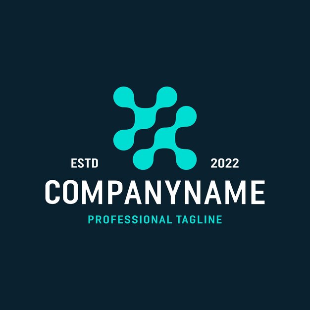 Modèle de logo lettre X Tech