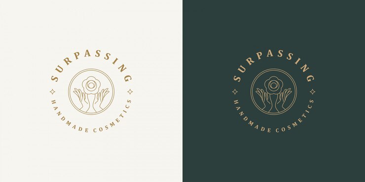 modèle de logo de ligne - mains de geste féminin et fleur rose