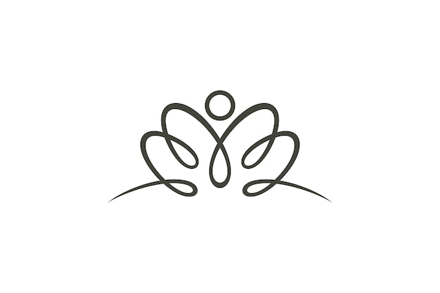 Modèle De Logo De Ligne De Personnes Simples Icône De Santé Et De Soins Symboles De Gym Et De Yoga