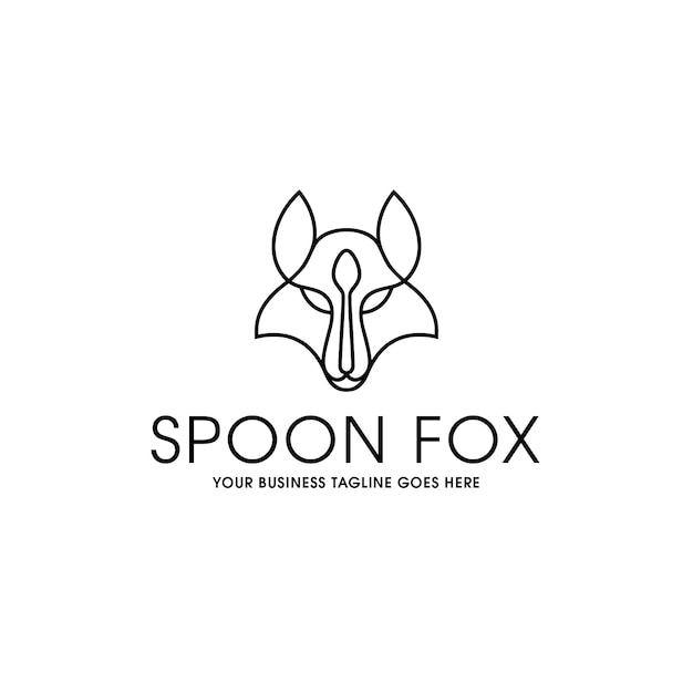 Modèle De Logo Linéaire Fox Spoon
