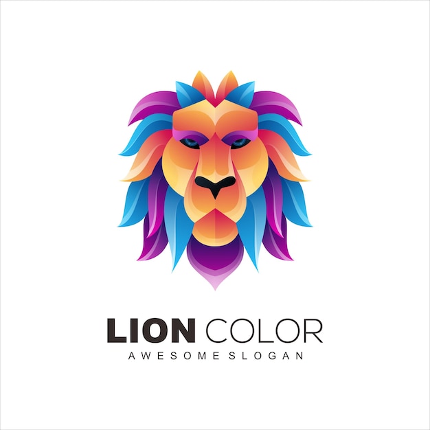 Modèle de logo de lion coloré de vecteur