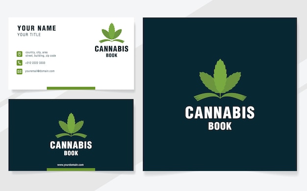 Vecteur modèle de logo de livre de cannabis sur un style moderne