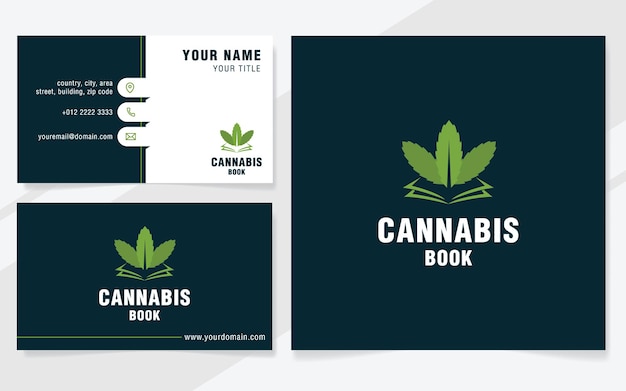 Modèle De Logo De Livre De Cannabis Sur Un Style Moderne