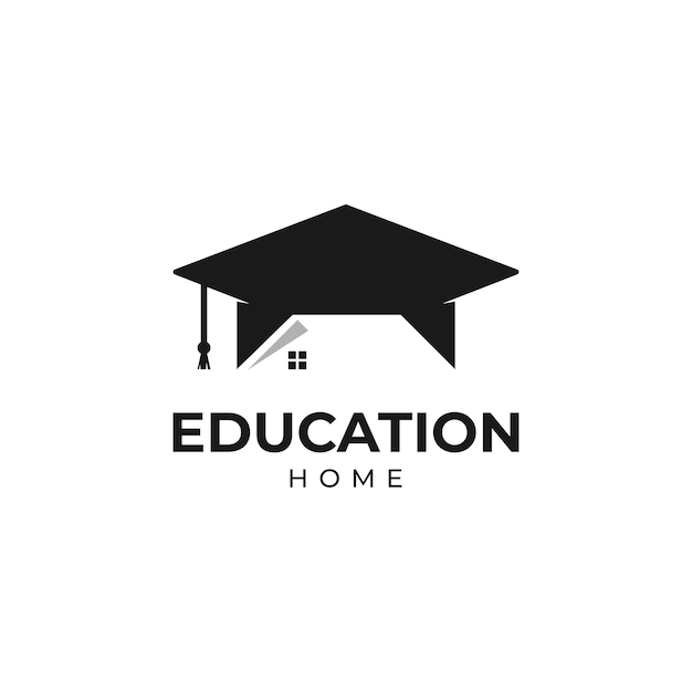 Modèle De Logo De Logement étudiant. Conception De Vecteur D'hébergement Des étudiants. Chapeau De Célibataire Et Logo De Toit De Maison