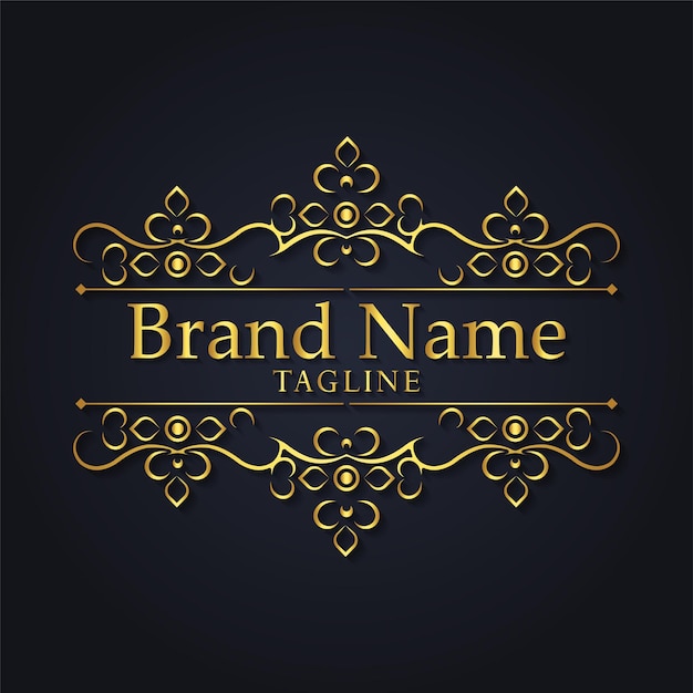 Le modèle de logo de luxe fleurit les lignes d'ornement élégantes de calligraphie