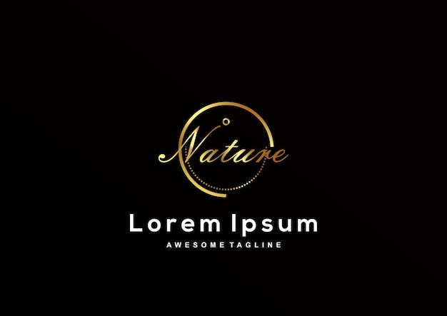 Modèle De Logo De Luxe Naturel Avec Couleur Or