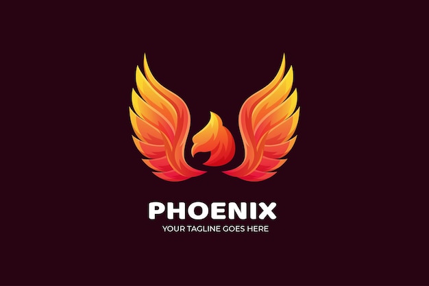 Modèle de logo de luxe Phoenix Bird Gradient