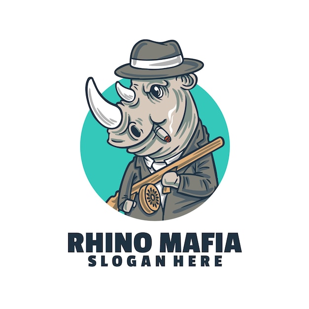 Modèle De Logo Mafia Rhinocéros