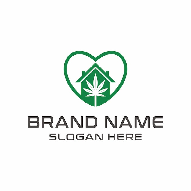 Modèle De Logo De Maison De Cannabis Avec Foyer