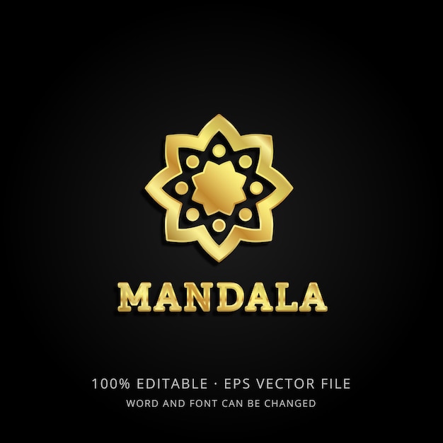 Modèle De Logo De Mandala Doré 3d Avec Texte Modifiable