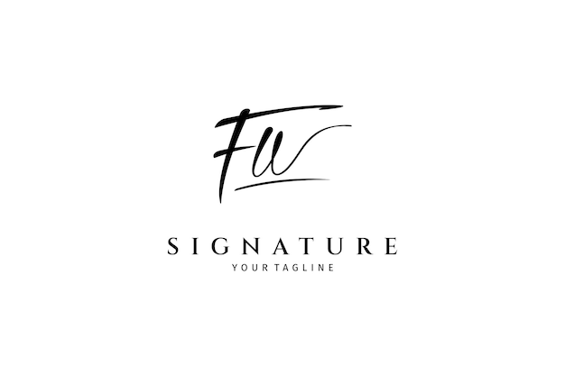 Modèle de logo manuscrit FU FU Vecteur de signature initiale