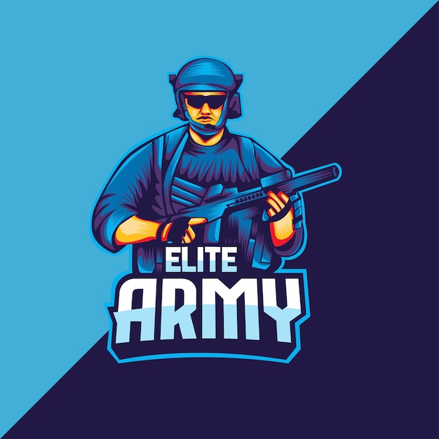 Modèle De Logo De Mascotte De L'armée D'élite