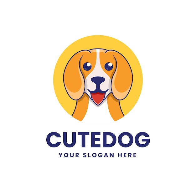 Modèle de logo de mascotte de chien mignon
