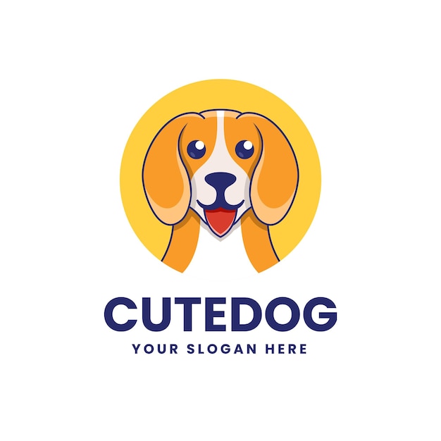 Modèle De Logo De Mascotte De Chien Mignon