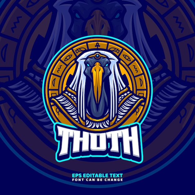 Modèle de logo de mascotte de Dieu égyptien Thoth