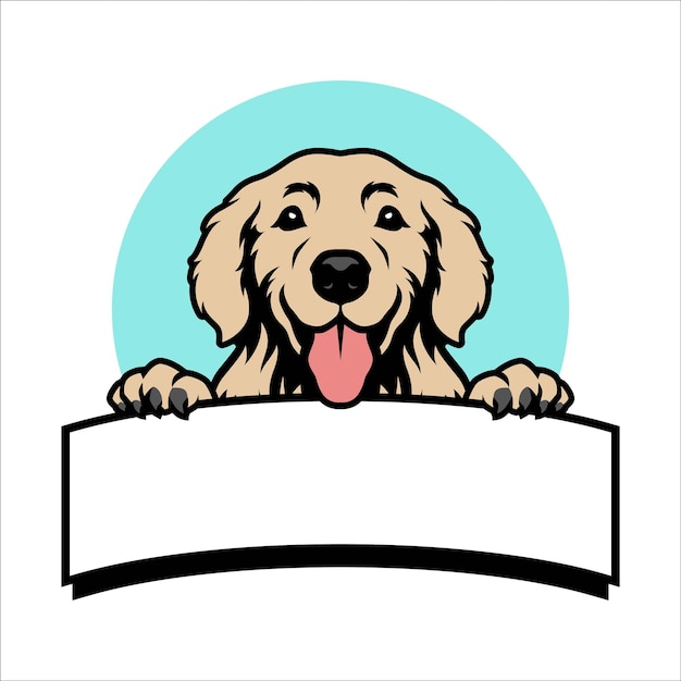 Vecteur le modèle de logo de la mascotte du chien golden retriever