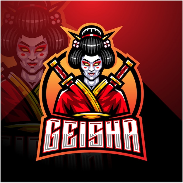 Modèle De Logo De Mascotte Geisha Esport