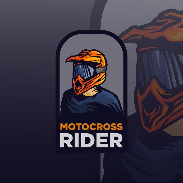 Modèle De Logo De Mascotte D'insigne De Motocross