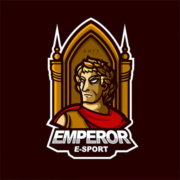 Modèle de logo de mascotte de jeu e-sport empereur