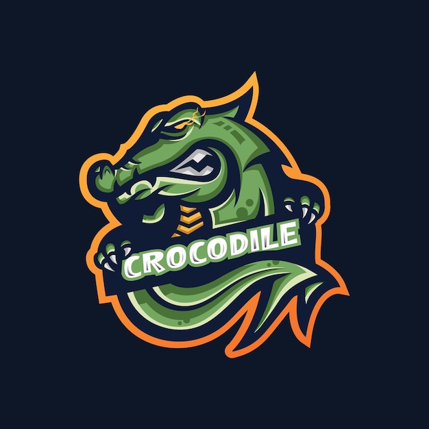 Modèle De Logo De Mascotte De Jeu Esport Crocodile Pour L'équipe De Streamers.