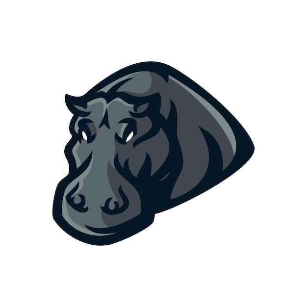 Modèle De Logo De Mascotte De Jeu Esport Hippopotame