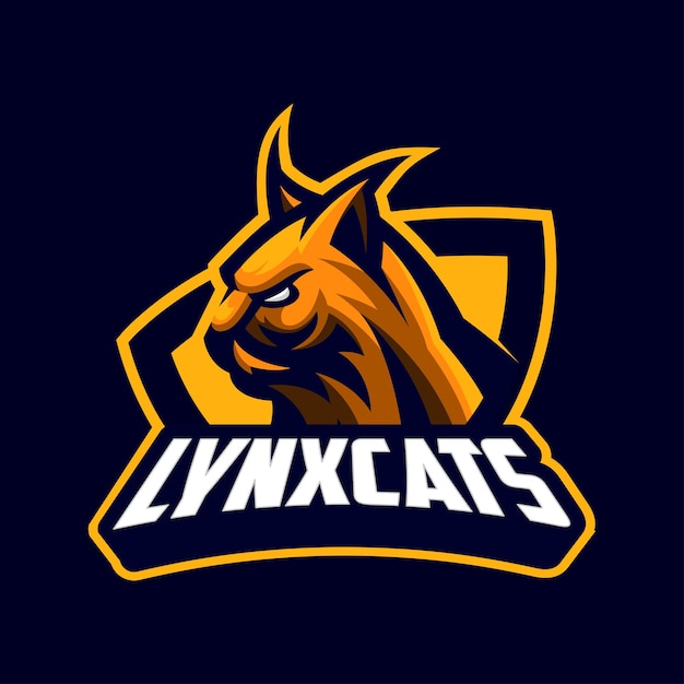 Vecteur modèle de logo de mascotte lynx cat sport et esport