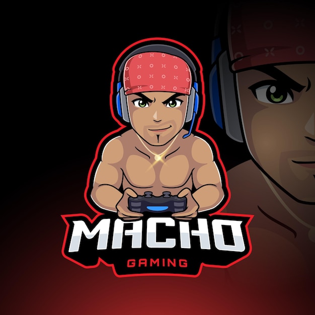 Modèle De Logo De Mascotte Macho Beach Man Pour Badge Ou Streamer Esport