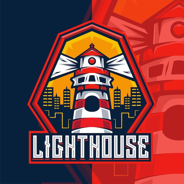 Modèle de logo de mascotte de phare