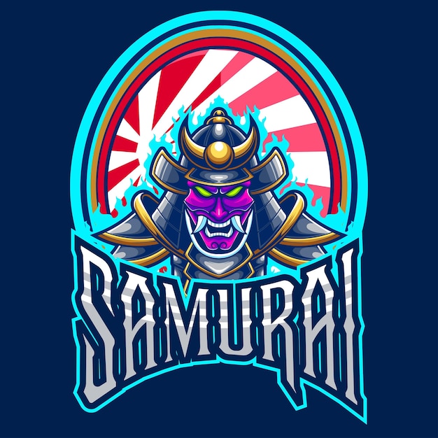 Modèle De Logo De Mascotte De Samouraï Pour L'équipe D'esport Et De Logo De Sport