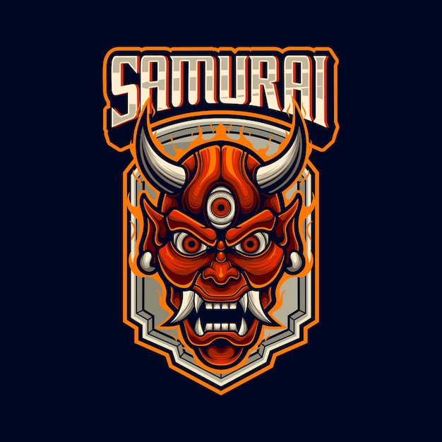 Modèle de logo de mascotte de samouraï vectoriel pour l'équipe de logo esport et sport