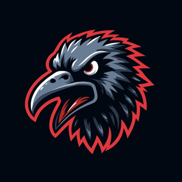 modèle de logo de la mascotte à tête de corbeau