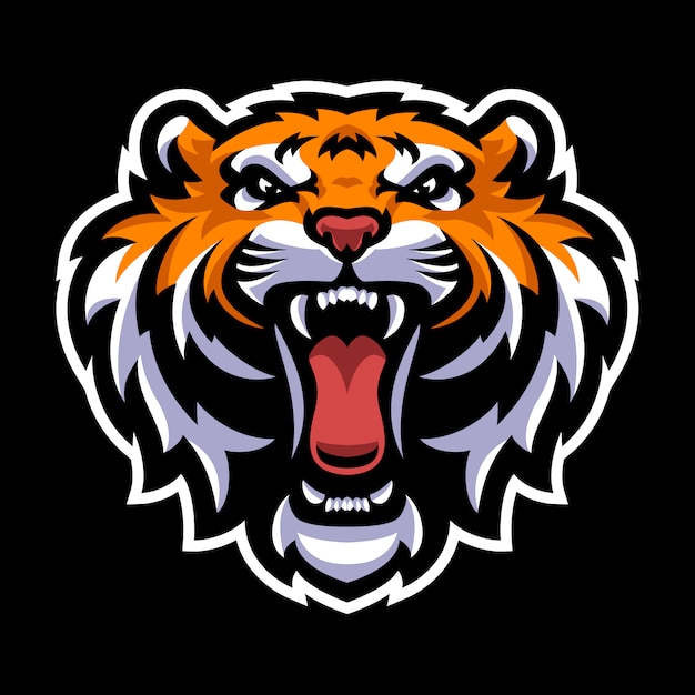 Vecteur modèle de logo de mascotte tête de tigre