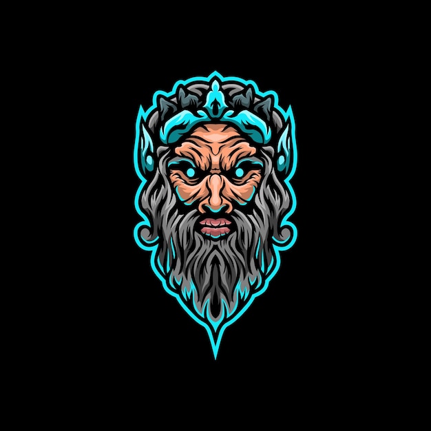 Modèle de logo de mascotte de tête de zeus