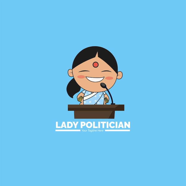 Modèle De Logo De Mascotte De Vecteur De Femme Politicienne