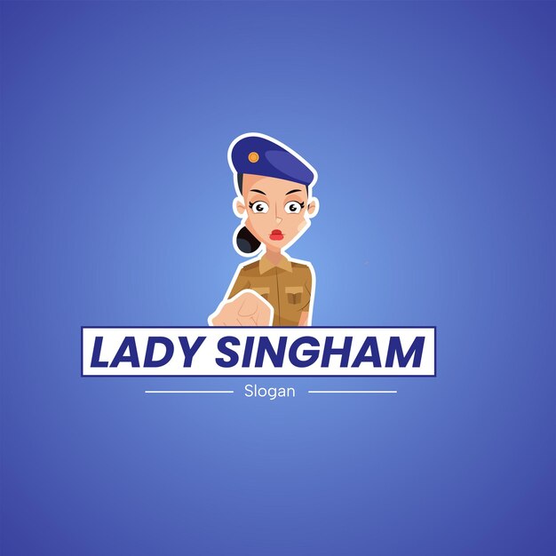 Modèle De Logo De Mascotte De Vecteur Lady Singham