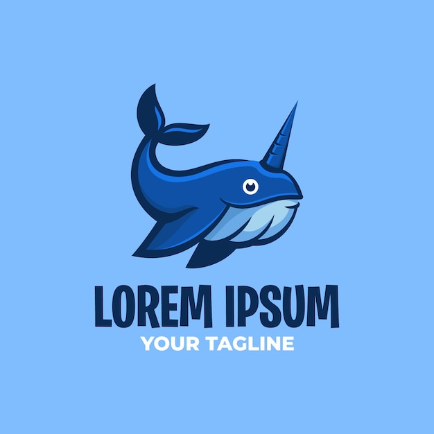 Vecteur modèle de logo mignon baleine