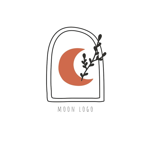 Vecteur modèle de logo minimaliste avec style boho de logo vectoriel abstrait lune