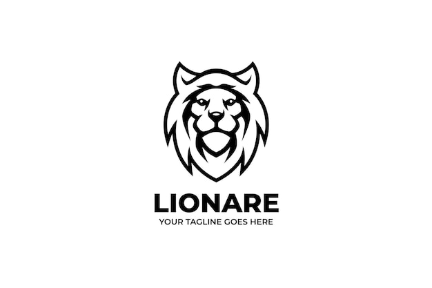 Modèle de logo minimaliste tête de lion