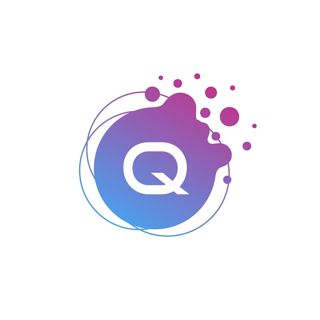 Vecteur modèle de logo moderne de bulle liquide initiale lettre q