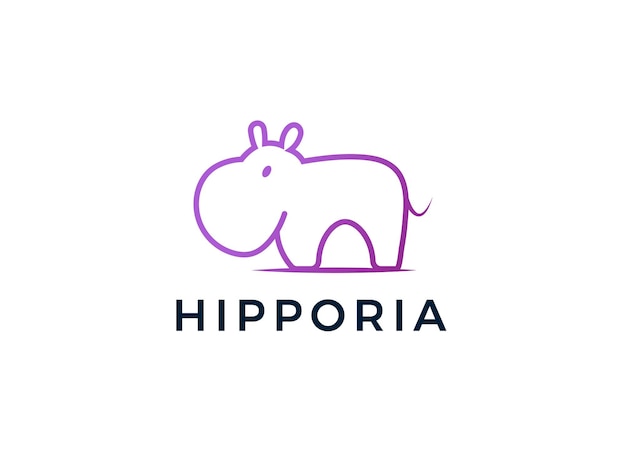 Modèle de logo moderne et coloré d'hippopotame pour l'entreprise et autres