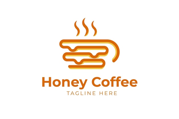 Modèle De Logo Moderne De Ligne Mono Honey Coffee