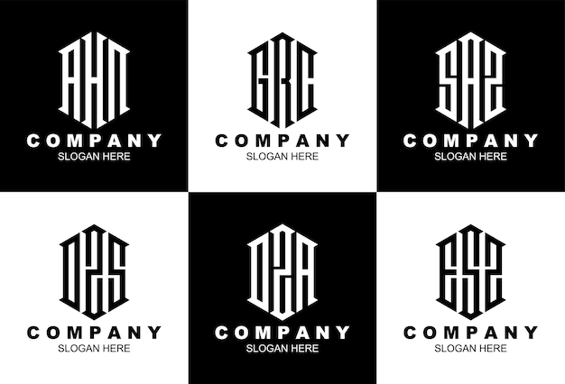 Modèle de logo monogramme hexagone créatif à trois lettres