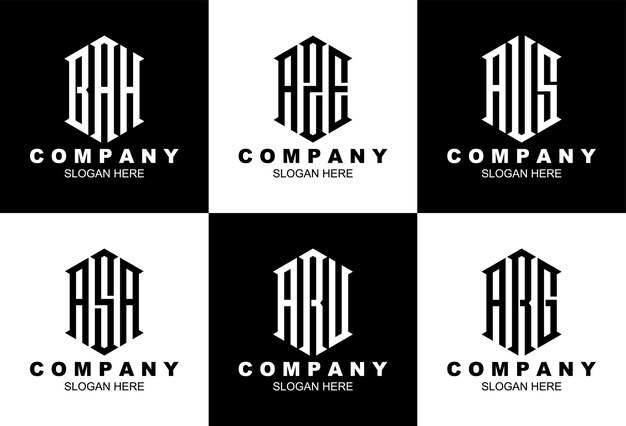 Modèle de logo monogramme hexagone créatif à trois lettres