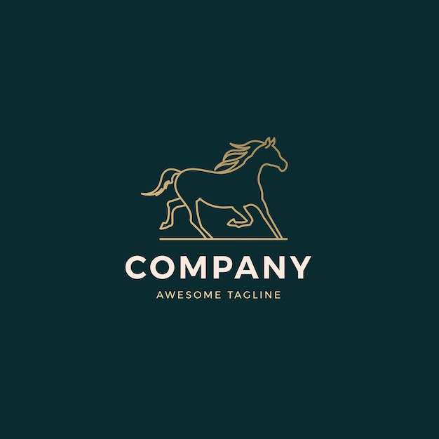 Modèle de logo monoline pour cheval