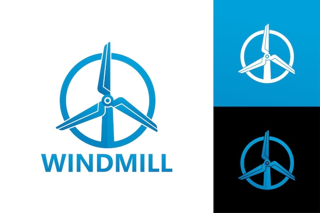 Modèle De Logo De Moulin à Vent Vecteur Premium