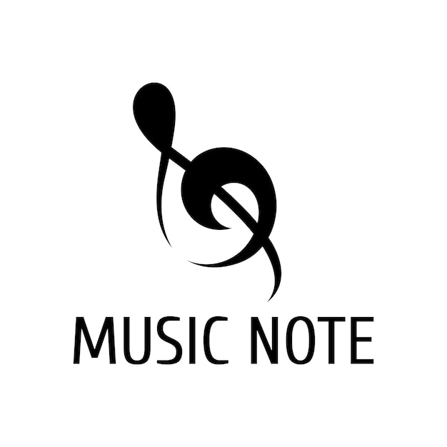 Modèle De Logo De Musique Avec Un Style De Couleur Noir Plat