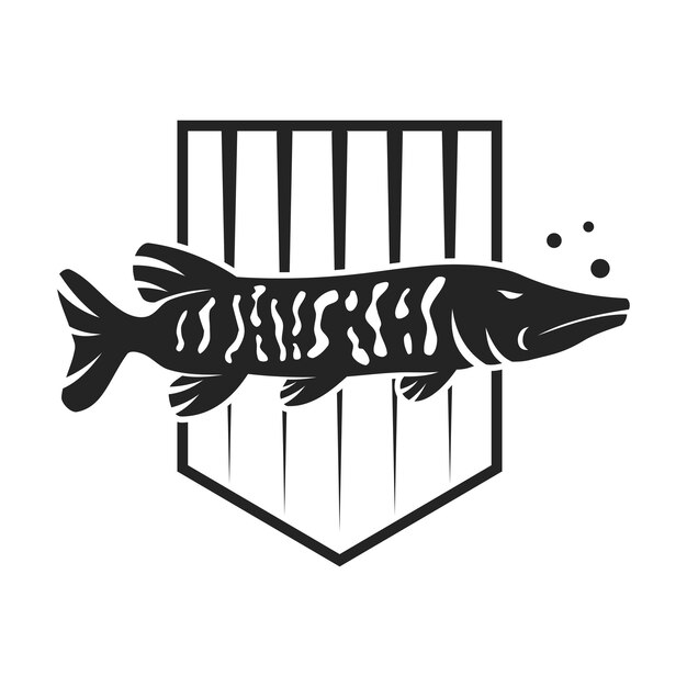 Vecteur le modèle de logo de muskellunge fish icône d'identité de marque isolée abstrait graphique vectoriel